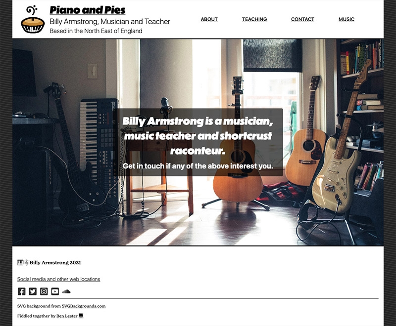 Screenshot of pianoandpies.co.uk